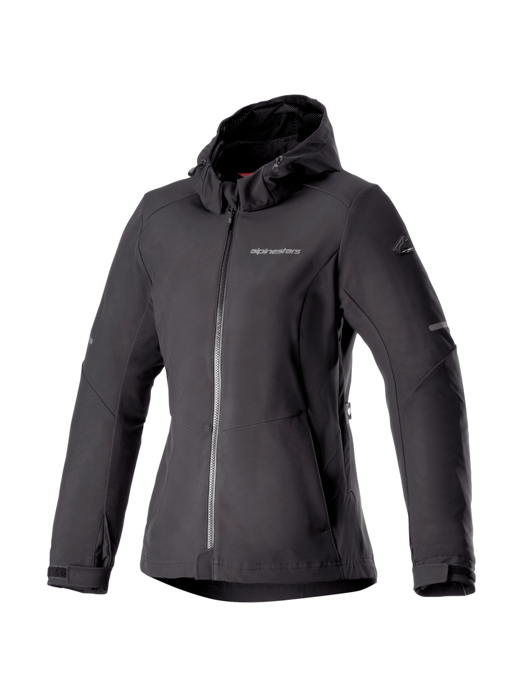 Alpinestars Stella Neo Waterproof Hoodie, damska kurtka motocyklowa z kapturem, czarna, wodoodporna, certyfikowana CE.