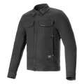 Alpinestars Garage Jacket, kurtka motocyklowa w kolorze Smoke Gray, elastyczny bawełniany dżins z długimi rękawami, sylwetka inspirowana odzieżą roboczą, kieszenie na klatce piersiowej i subtelne naszywki z logo, miejska odzież ochronna w stylu casual