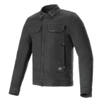 Alpinestars Garage Jacket, kurtka motocyklowa w kolorze Smoke Gray, elastyczny bawełniany dżins z długimi rękawami, sylwetka inspirowana odzieżą roboczą, kieszenie na klatce piersiowej i subtelne naszywki z logo, miejska odzież ochronna w stylu casual
