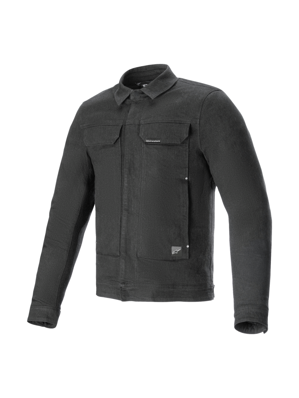 Alpinestars Garage Jacket, urban contemporary motorcycle jacket, Smoke Gray stretch cotton denim with CE Level 1 impact protection.