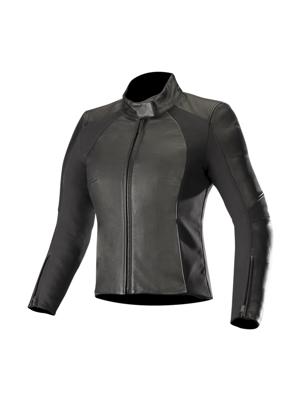 Alpinestars Stella Vika V2 Women's Motorcycle Leather Jacket in black with aramid stretch panels and CE-certified armor.