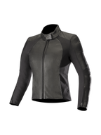 Alpinestars Stella Vika V2 Women's Motorcycle Leather Jacket in black with aramid stretch panels and CE-certified armor.