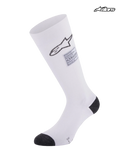 Alpinestars ZX V4 Skarpety, ognioodporne skarpety do wyścigów samochodowych, białe z czarnymi detalami, certyfikat FIA, konstrukcja aramidowa z kompresją stopniową