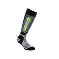 Alpinestars Youth MX Plus Socks, skarpety motocrossowe, czarne, szare i żółte neonowe, wysoka konstrukcja podkolanówki z żebrowaną strukturą i logo Alpinestars, do wyścigów motocyklowych off-road