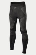 Alpinestars Ride Tech Bottom Winter, Motorcycle Base Layer Pants, Black and Gray, featuring dual-density knit panels with textured patterns, seamless construction, Alpinestars logos on the waistband and shins, designed for cold weather riding