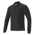 Alpinestars Race V3 Long Sleeve Top, czarna teksturowana warstwa bazowa, wysoki kołnierz z białym logo, dopasowany krój, ognioodporna odzież wyczynowa do sportów motorowych