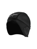 Alpinestars Balaclava Skull Cap, czarny motocyklowy czepek podkaskowy, oddychające panele z siatki, białe logo w kształcie gwiazdy, ergonomiczny design z płaskimi szwami zapewniający komfort pod kaskiem