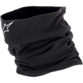 Alpinestars Neck Warmer, black fleece neck gaiter with white star logo for cold weather motorcycle riding.