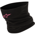Alpinestars Neck Warmer, black and fuchsia fleece motorcycle neck gaiter providing thermal wind protection.