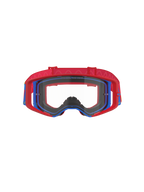 Alpinestars Supertech Corp Goggles, gogle motocrossowe, czerwono-niebieskie z przezroczystą szybką, czerwona ramka zewnętrzna i niebieska ramka wewnętrzna, czerwony pasek z falistym silikonowym wzorem, profesjonalne gogle do wyścigów off-road