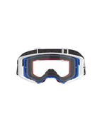 Alpinestars Supertech Corp Goggles, gogle motocrossowe, niebiesko-biało-pomarańczowe z przezroczystą szybką, czarny pasek z białym logo, profesjonalne gogle do wyścigów off-road z szerokim polem widzenia i konstrukcją z podwójnie wtryskiwaną ramką