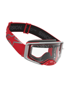 Alpinestars Supertech Dura Air Fluid Goggles, red and silver motocross goggles with clear lens and vented frame.