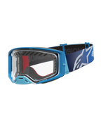 Alpinestars Supertech Dura Air Fluid Motocross Goggles in blue fade and silver with a clear lens for off-road racing.