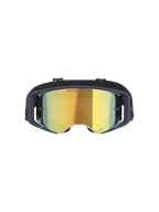 Alpinestars Supertech Vision Vista Goggles, gogle motocrossowe, Black Mirror Gold, widok z przodu z lustrzaną złotą szybką i ciemną oprawką, profesjonalne gogle wyścigowe off-road z napisem "ONE GOAL. ONE VISION." i detalami logo.
