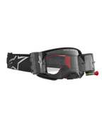 Alpinestars Supertech Firma Roll Off, gogle motocrossowe, czarne i srebrne, przezroczysty system Roll-Off, ochrona off-road.