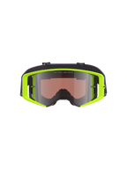 Alpinestars Supertech Vision Corp Goggles, gogle motocrossowe, neonowa żółta oprawka z fioletowym paskiem, srebrna lustrzana soczewka z napisem „ONE GOAL. ONE VISION.”, profesjonalna ochrona oczu do wyścigów terenowych
