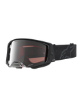 Gogle Alpinestars Supertech Cloak, profesjonalne gogle motocrossowe unisex, czarne i srebrne lustrzane, wytrzymała soczewka z poliwęglanu.