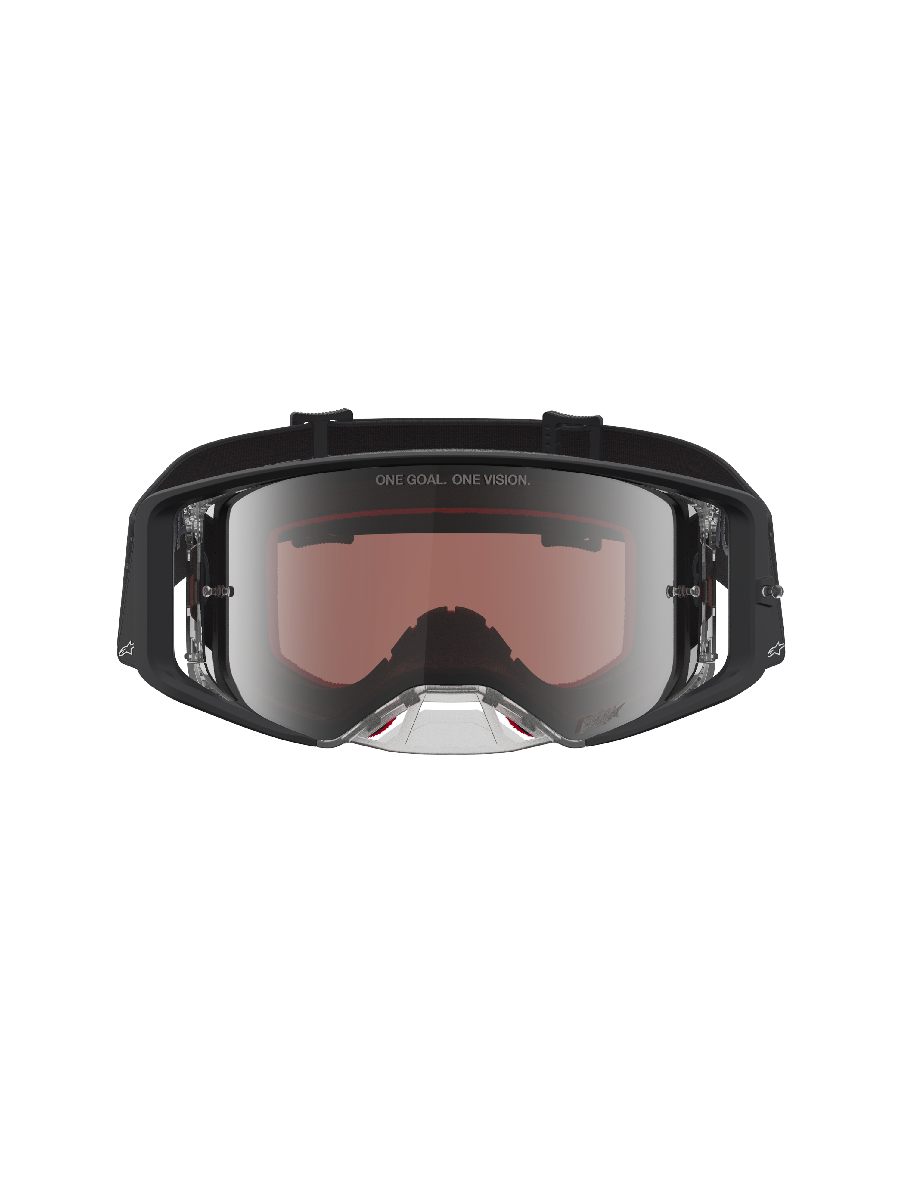 Alpinestars Supertech Cloak Goggles, Motocross Racing, Black and Mirror Silver, featuring high-grade polycarbonate lens.
