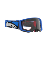 Alpinestars Supertech Stream Goggles, Motocross Goggles, Blue Frame and Clear Lens, blue and black strap with white Alpinestars logo, high-performance eyewear for racing