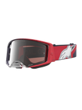 Alpinestars Supertech Hiten, gogle motocrossowe, czerwone i czarne ze srebrną lustrzaną soczewką do wyścigów off-road.