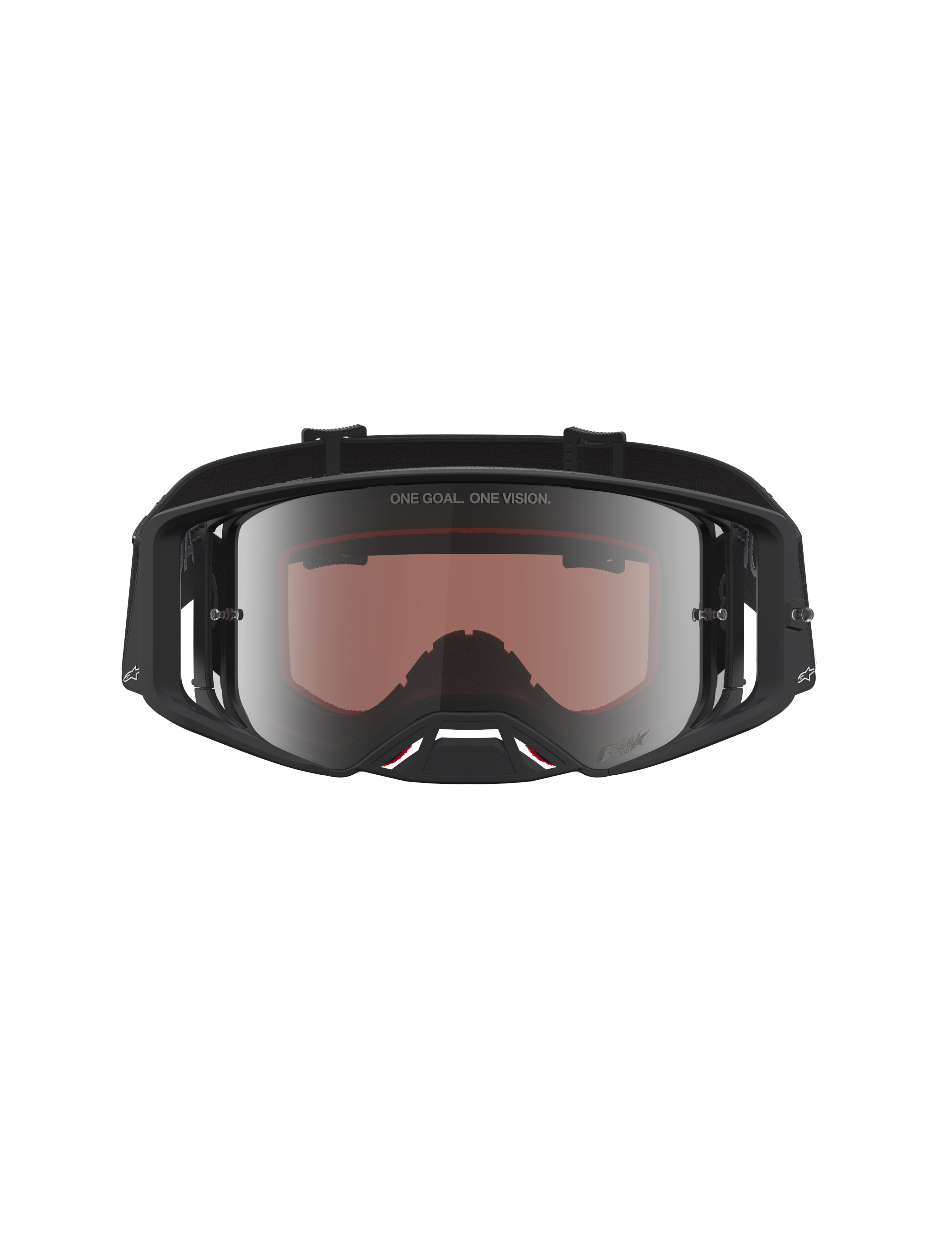 Alpinestars Supertech Vesta Motocross Goggles in Black and Matte Silver, featuring high-definition mirrored lenses for off-road racing.
