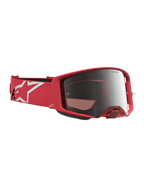 Alpinestars Supertech Vesta Goggles, Motocross Racing, Fluo Red and Chrome Mirror Silver, White Star Logo Strap.