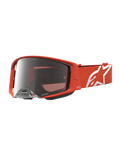 Alpinestars Supertech Vesta, gogle motocrossowe, wyścigi off-road, pomarańczowe ze srebrną lustrzaną szybką i białym logo