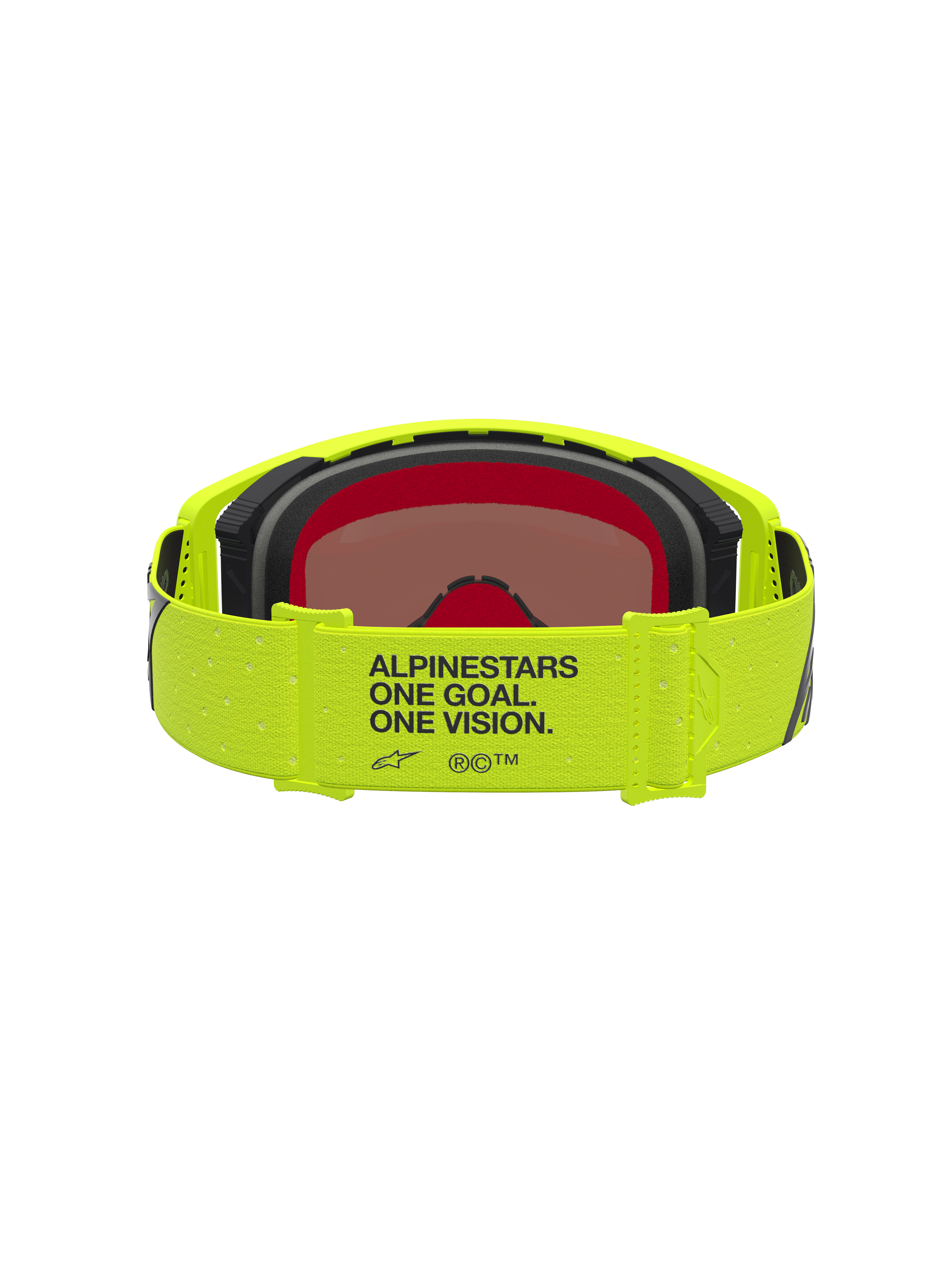 Alpinestars Supertech Vesta Motocross Goggles in Yellow Fluo and Black, featuring branded strap and protective mirror lens.
