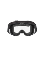 Gogle Alpinestars Vision 8 Corp, gogle motocrossowe, czarna oprawka z przezroczystą soczewką, widok z przodu ukazujący konstrukcję o szerokim polu widzenia, zintegrowane wsporniki boczne i tkany pasek z logo Alpinestars, profesjonalna ochrona oczu do wyścigów off-road