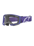 Alpinestars Vision 8 Corp Goggles, gogle motocrossowe, fioletowe i przezroczyste, fioletowa oprawka A-FLEX i przezroczysta szybka, fioletowy pasek z dużym białym logo gwiazdy, szerokie pole widzenia, zaprojektowane dla wydajności w wyścigach terenowych