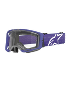 Alpinestars Vision 8 Corp Goggles, gogle motocrossowe, fioletowe i przezroczyste, fioletowa oprawka A-FLEX i przezroczysta szybka, fioletowy pasek z dużym białym logo gwiazdy, szerokie pole widzenia, zaprojektowane dla wydajności w wyścigach terenowych