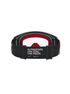 Alpinestars Supertech Vesta Motocross Goggles, black and red rear view featuring a clear lens and branded strap.