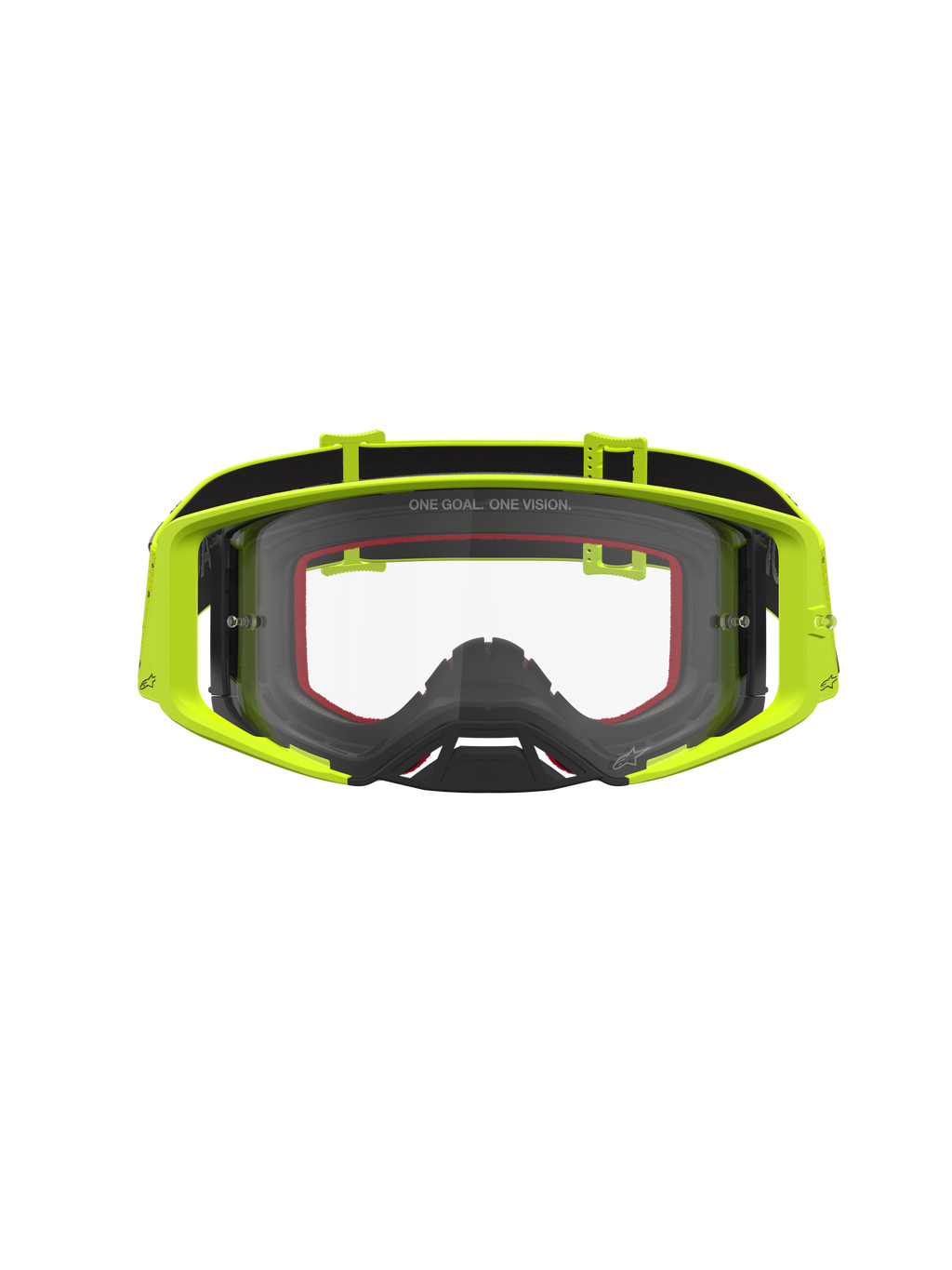 Gogle Alpinestars Supertech Vesta, gogle motocrossowe, żółte fluorescencyjne i czarne, przezroczysta soczewka anti-fog.