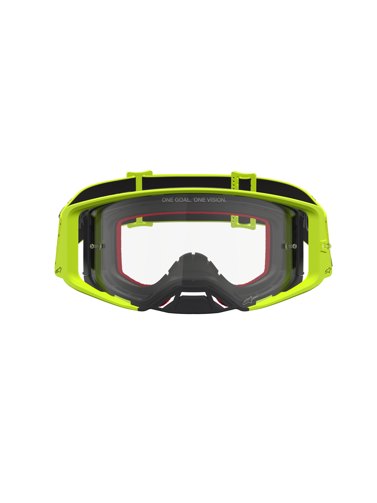 Gogle Alpinestars Supertech Vesta, gogle motocrossowe, żółte fluorescencyjne i czarne, przezroczysta soczewka anti-fog.