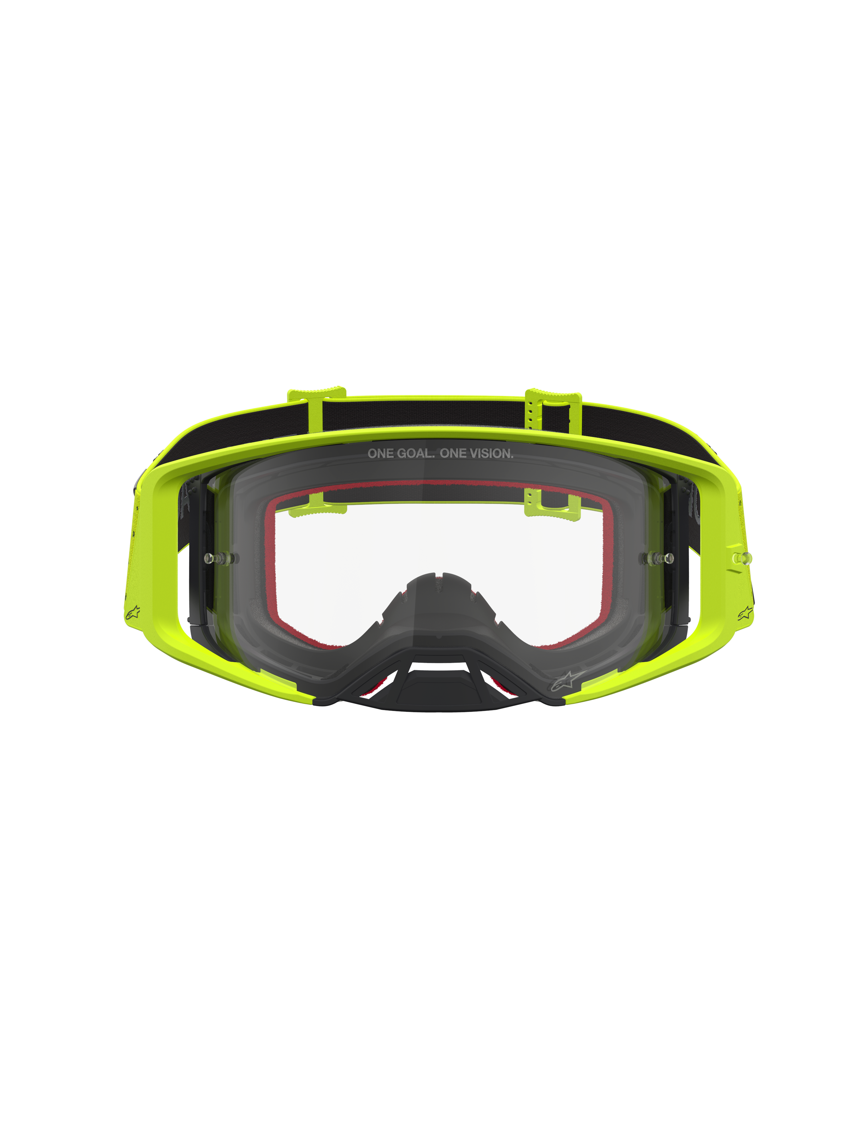 Gogle Alpinestars Supertech Vesta, gogle motocrossowe, żółte fluorescencyjne i czarne, przezroczysta soczewka anti-fog.