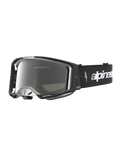 Gogle Alpinestars Vision 8 Amber Mirror, czarno-srebrne gogle motocrossowe z lustrzaną soczewką i ramką A-FLEX.