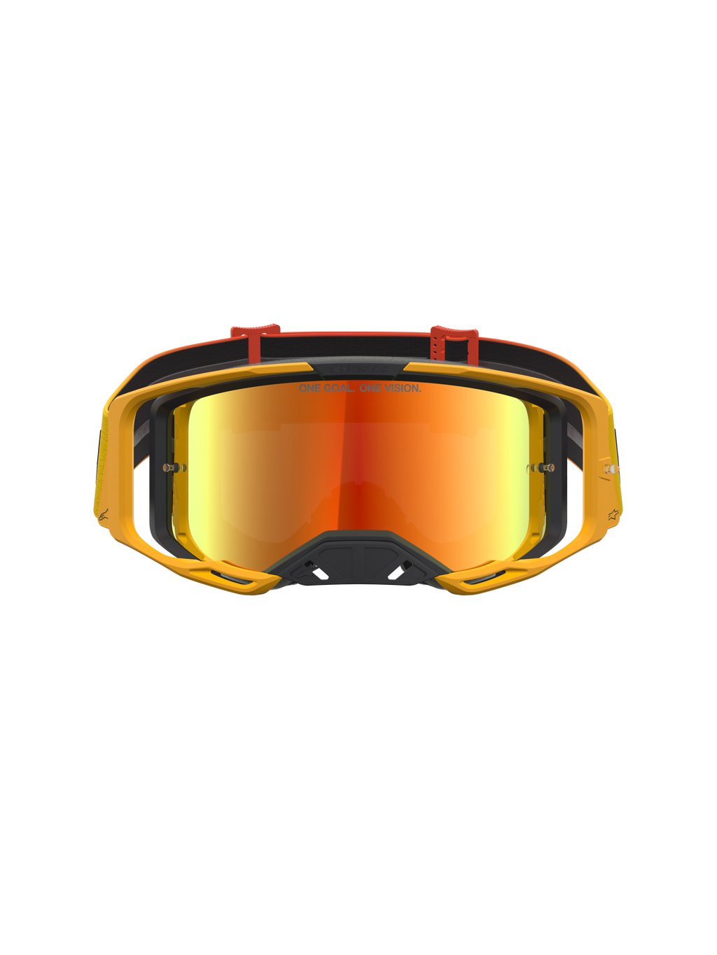 Alpinestars Vision 8 Amber Mirror Goggles, Red and Black MX goggles featuring a contrast-tuned amber mirror lens.