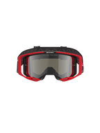 Gogle Alpinestars Vision 8 Luar, gogle motocrossowe, czerwono-czarna oprawka ze srebrną lustrzaną soczewką, wysokowydajna konstrukcja z szerokim polem widzenia, wyraźne logo na pasku i oprawce, odpowiednie do jazdy terenowej i wyścigów motocrossowych