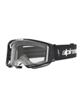 Alpinestars Vision 8 Amber, gogle motocyklowe motocrossowe, czarne i srebrne, przezroczysta soczewka, system wentylacji RAM-AIR i rama A-FLEX, profesjonalna ochrona do jazdy off-road