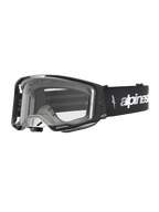 Alpinestars Vision 8 Amber, gogle motocyklowe motocrossowe, czarne i srebrne, przezroczysta soczewka, system wentylacji RAM-AIR i rama A-FLEX, profesjonalna ochrona do jazdy off-road