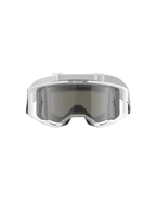 Alpinestars Vision 8 Corp Goggles, gogle motocrossowe, białe z lustrzaną srebrną soczewką, widok z przodu przedstawiający szerokokątną soczewkę poliwęglanową, system wentylacji RAM-AIR i biały tkany pasek z logo