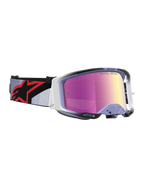 Gogle Alpinestars Vision 8 Maven, gogle motocrossowe, lawendowe i czarne, różowa lustrzana soczewka, system RAM-AIR.