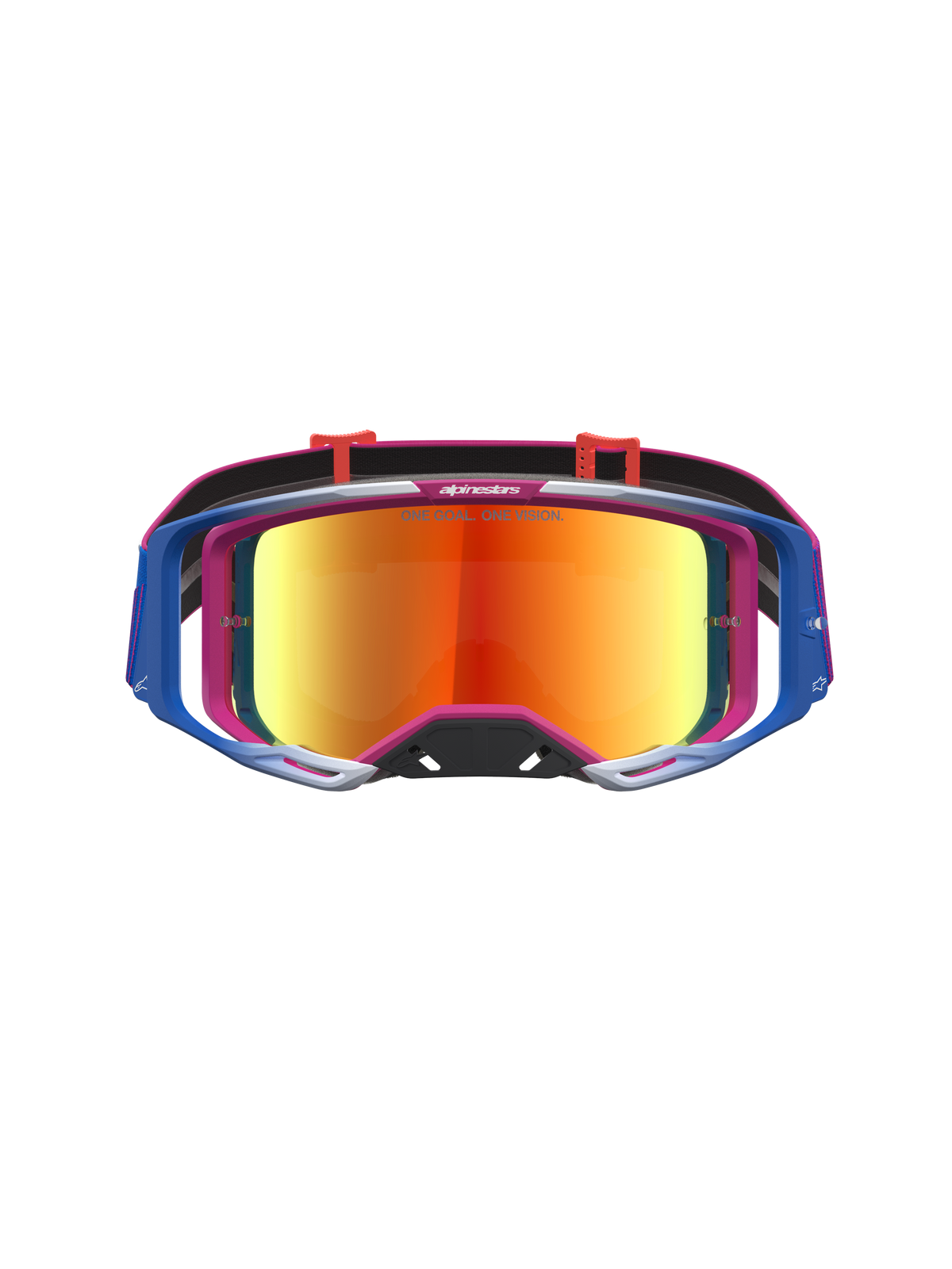 Gogle Alpinestars Vision 8 Maven, gogle motocrossowe, czerwone i czarne, lustrzana czerwona soczewka, rama A-FLEX