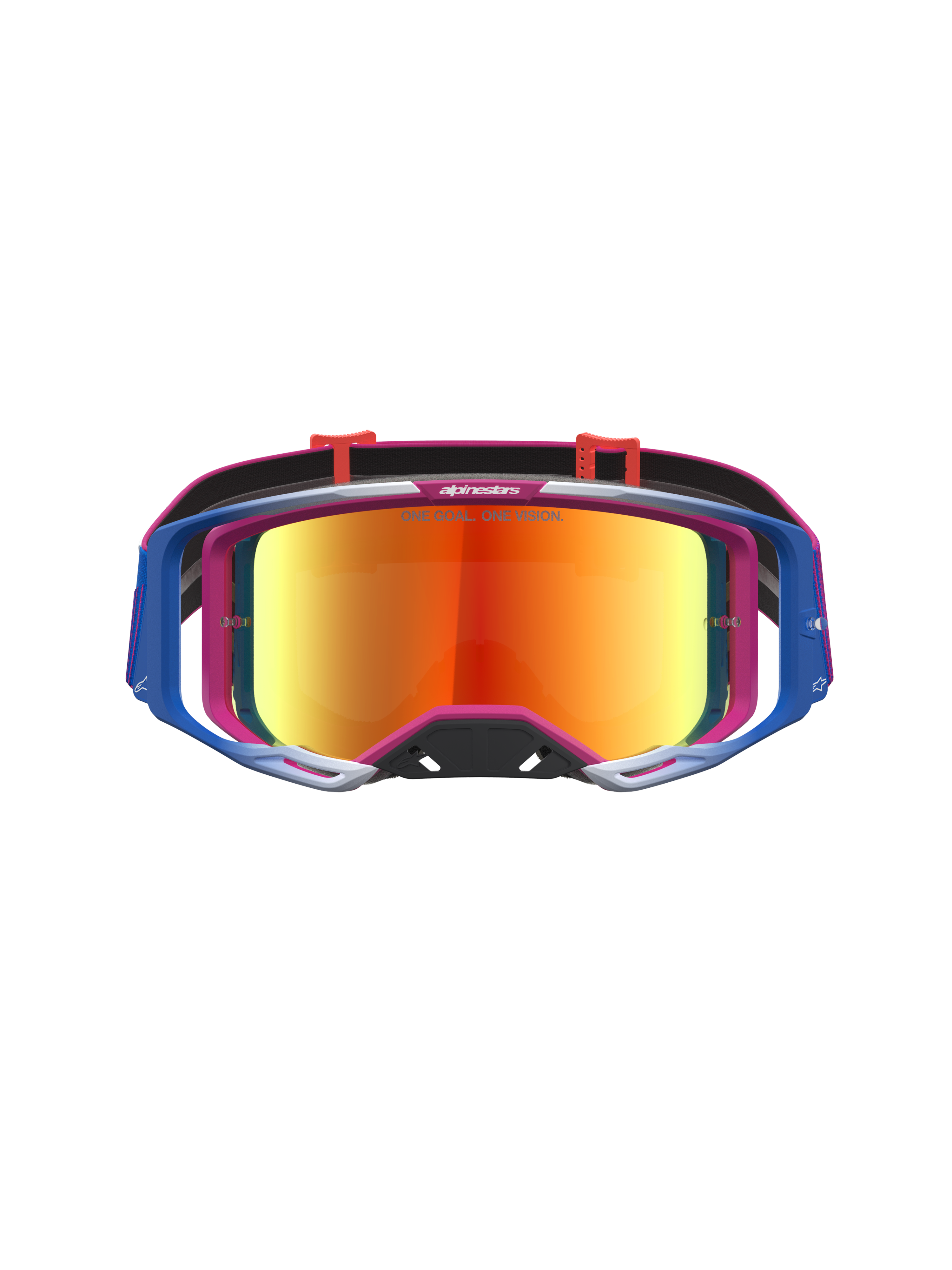 Alpinestars Vision 8 Maven Goggles, Motocross eyewear in Fire Red and Black with a mirrored red lens and A-FLEX frame.