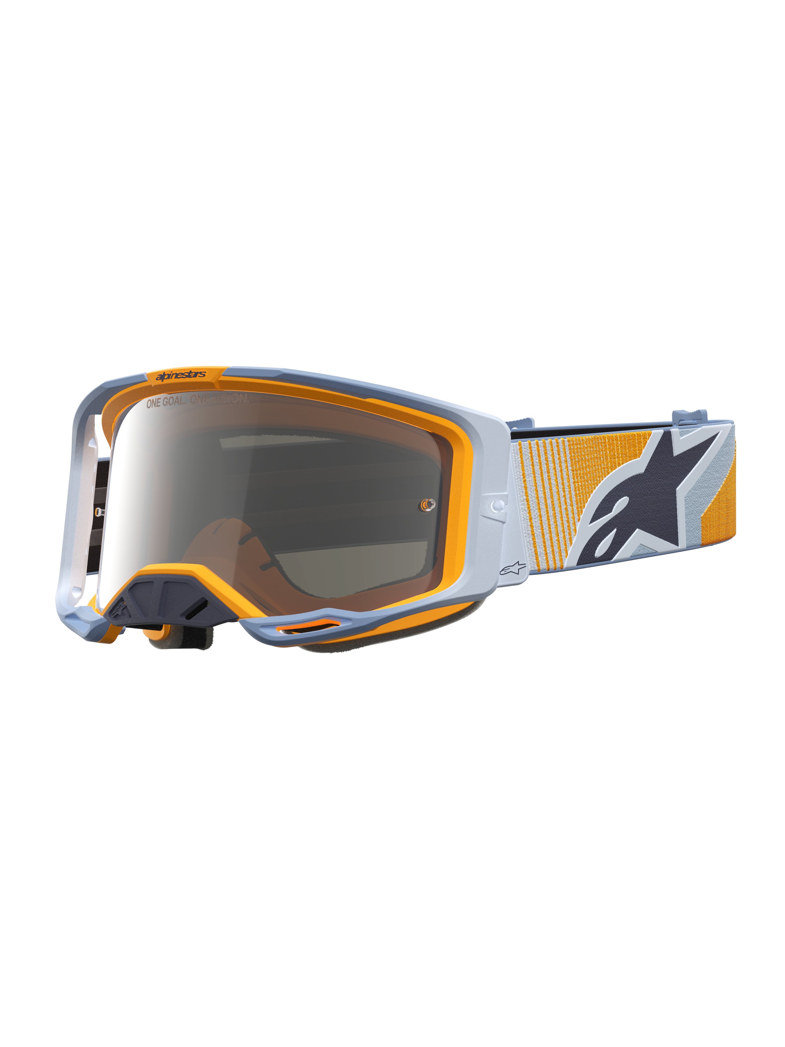 Alpinestars Vision 8 Maven Goggles, Motocross, Dust Blue and Orange, Mirror Silver anti-fog lens, RAM-AIR ventilation.