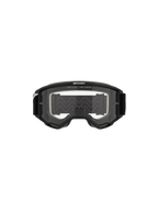 Gogle Alpinestars Vision 5 Corp, gogle motocrossowe, czarna oprawka z przezroczystą soczewką, widok z przodu, z napisem „ONE GOAL. ONE VISION.” na górze, szerokie pole widzenia do wyścigów terenowych