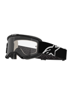 Alpinestars Vision 5 Corp Goggles, gogle motocrossowe, czarno-przezroczyste, wyposażone w przezroczystą soczewkę przeciwmgielną, czarną ramkę z wentylacją RAM-AIR oraz szeroki czarny pasek z białym logo gwiazdy, zaprojektowane do wyścigów terenowych