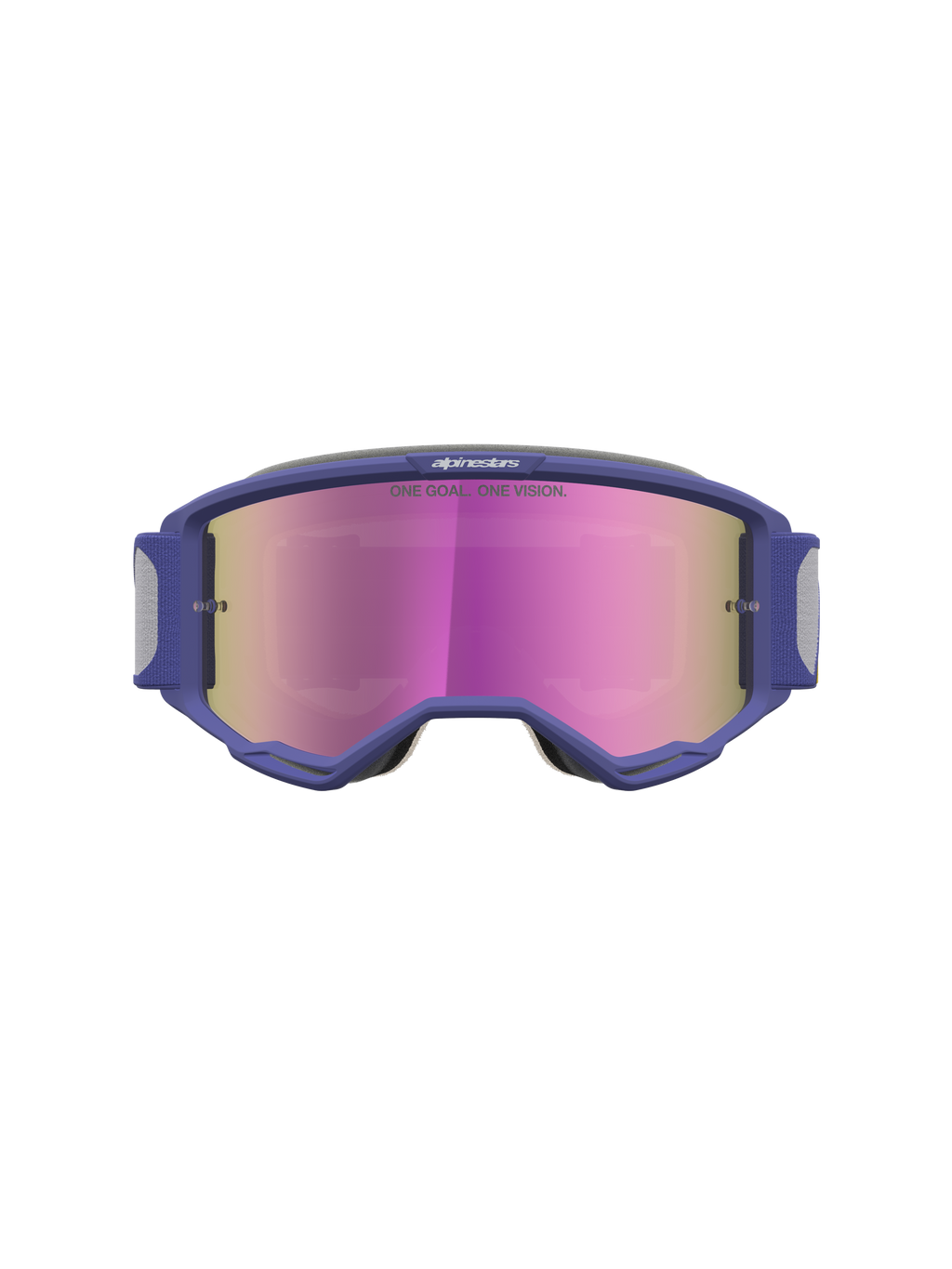 Gogle Alpinestars Vision 5 Drag, fioletowa ramka A-FLEX i różowa lustrzana soczewka, wentylacja RAM-AIR, gogle motocrossowe