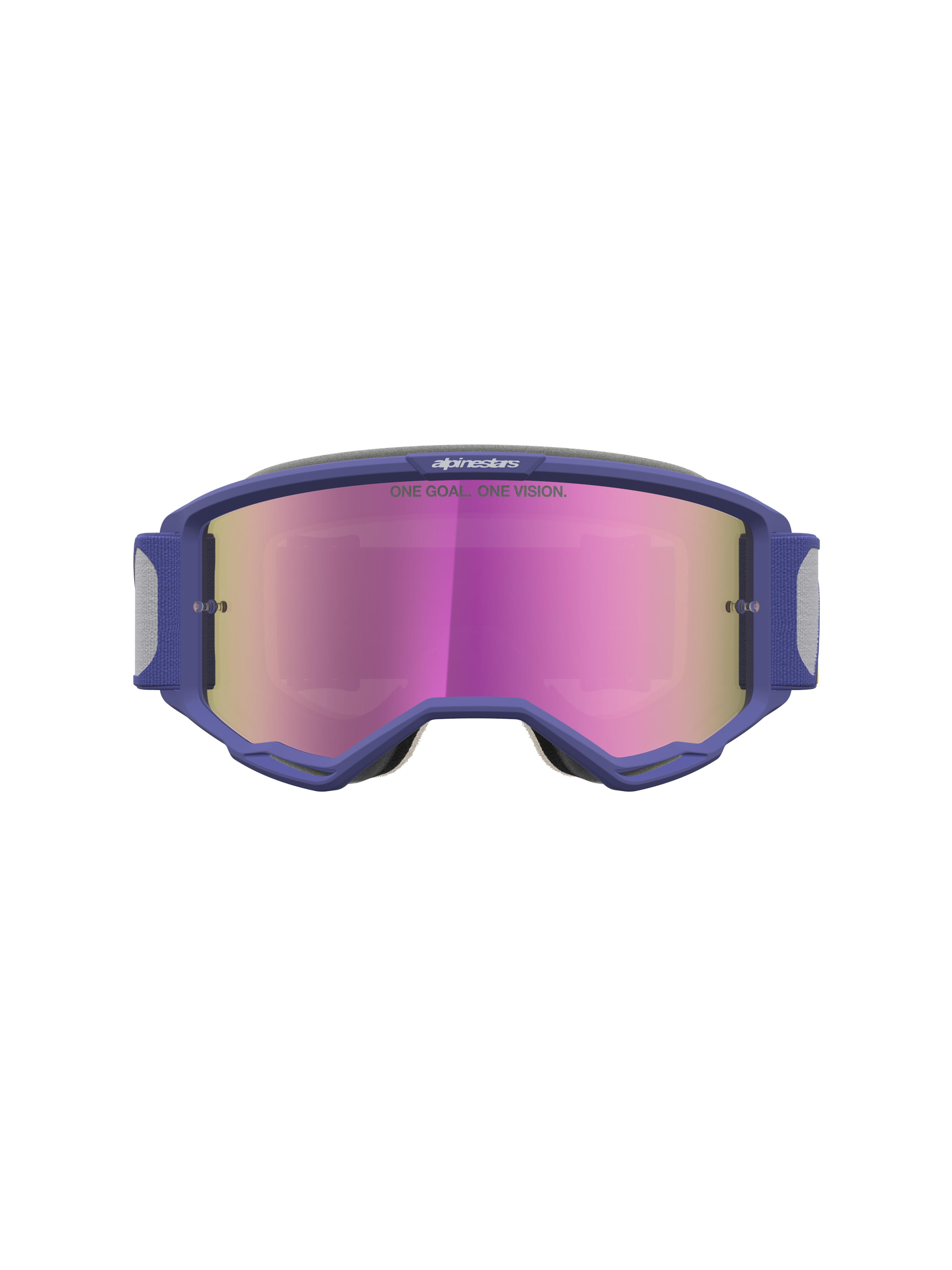 Gogle Alpinestars Vision 5 Drag, fioletowa ramka A-FLEX i różowa lustrzana soczewka, wentylacja RAM-AIR, gogle motocrossowe