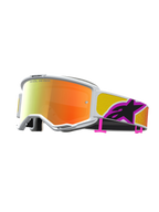 Alpinestars Vision 5 Drag, gogle motocrossowe, białe z pomarańczowo-czerwoną lustrzaną soczewką, wentylacja RAM-AIR